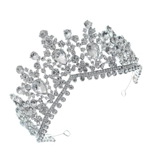 BAZEITFLOW Barock Brautkrone Silber Tiara Haarschmuck Elegant für Hochzeit Party Festzug Damen Mädchen Braut Zubehör von BAZEITFLOW
