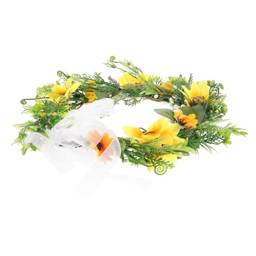 BAZEITFLOW Boho Sonnenblumen Haarkranz Verstellbar mit Band Blumenhaarreif für Frauen und Mädchen Stilvolle Haarkrone für Hochzeit Party Fotoshooting und Karneval von BAZEITFLOW