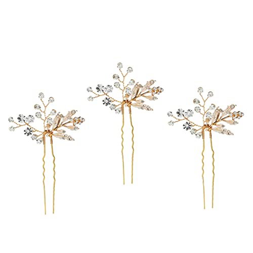 BAZEITFLOW Braut Haarspangen Set Teilig aus Handgefertigter Legierung mit Goldenem und Strassdesign Feiner Haarschmuck für Hochzeit Unvergessliches Accessoire für Frauen und Braut von BAZEITFLOW