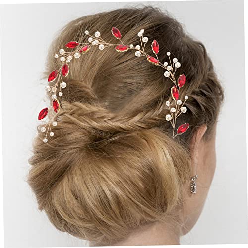 BAZEITFLOW Braut Perlen Haarband Handgefertigtes Rotes Glasperlen Stirnband Leichter Brautschmuck Komfortabel und Stilvoll für Hochzeit Party und Festliche Anlässe von BAZEITFLOW