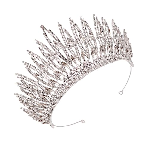 BAZEITFLOW Braut Tiara Silber Barock Stil Hochzeitskrone mit Funkelnden Diamantbesatz für Hochzeit Engagement und Festliche Anlässe Damen Haarschmuck von BAZEITFLOW