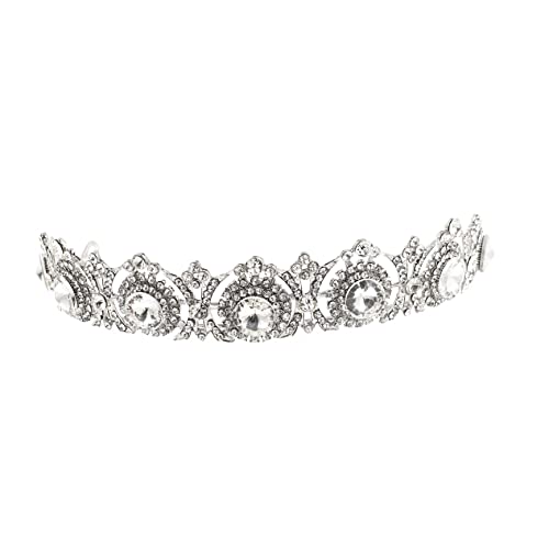BAZEITFLOW Brautkrone Funkelnden Strasssteinen Glänzendes Diadem für Hochzeit Party und Brautjungfern Eleganter Haarschmuck für Damen Weißer Königliches Design von BAZEITFLOW