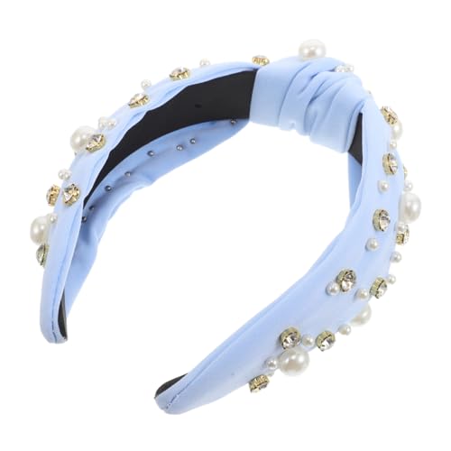 BAZEITFLOW Breites Geknotetes Perlen haarband für Damen Modisches Stirnband mit Strasssteinen Rutschfester Breiter Haarreif Eleganter Haarschmuck für Frauen und Mädchen Vielseitiges von BAZEITFLOW