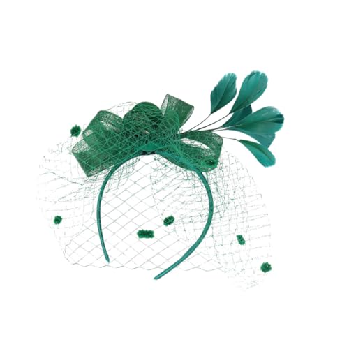BAZEITFLOW Bridal Headdress Netzstoff Haarclip und Haarband Zweifach Verwendbar Eleganter Brautschmuck in Dunklem Grün für Fotoshooting Party und Festliche Anlässe von BAZEITFLOW