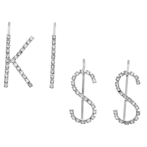 BAZEITFLOW Buchstaben Haarklammern mit Strasssteinen Dekorative Haarspangen für Mädchen Haarschmuck Clips Seitliche Haarclips für Alltag Schule Geschenkidee von BAZEITFLOW