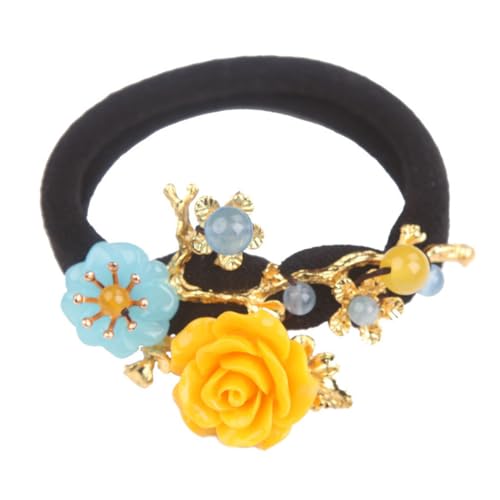 BAZEITFLOW Chic Retro Agate Haarseil für Damen Vintage Blumen Haargummi Eleganter Pferdeschwanz und Haarschmuck Vielseitig für Dickes und Dünnes Haar Passend zu Hanfu und Alltagsoutfits von BAZEITFLOW