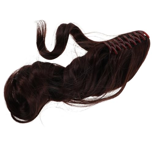 BAZEITFLOW Claw Clip Ponytail Extension Dunkelbraun Lockige Kurzhaar Synthetische Haarnadel für Damen Weiche Natürliche Einfaches Anbringen für Alltag und Events von BAZEITFLOW