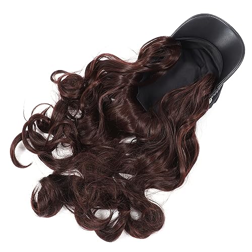 BAZEITFLOW Damen Perückenmütze Lange Lockenwellen Dunkelbraun Natürliche Bouncy Wellen Wärmende Herbst Winter Kopfbedeckung Für Partys Konzerte von BAZEITFLOW