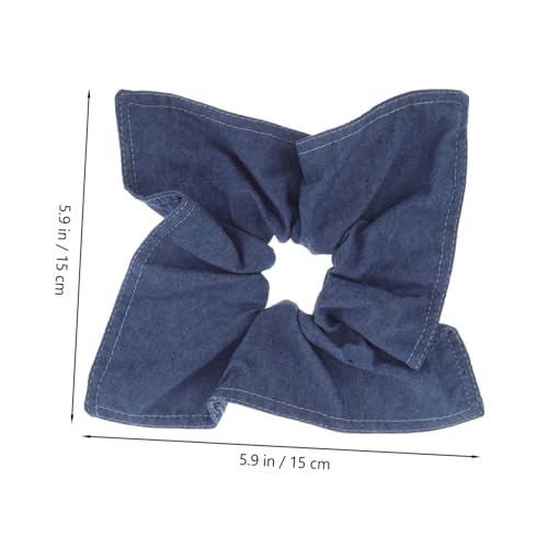 BAZEITFLOW Denim Bow Hair Scrunchies für Dickes Haar Großes Elastisches Haargummi mit Weichem Band Vielseitiges Quadratisches Haartuch für Damen und Mädchen Modisches Haarschmuck accessoire von BAZEITFLOW
