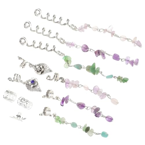BAZEITFLOW Dreadlocks Schmuck Metall Frühling Haarzopfringe mit Steinanhänger Modischer Haarschmuck für Zöpfe Langlebige DIY Braids Charms für Frauen Vielseitige Haarornamente Silber BAZEITFLOW Dreadlocks Schmuck Metall Frühling Haarzopfringe mit Steinanhänger Modischer Haarschmuck für Zöpfe Langlebige DIY Braids Charms für Frauen Vielseitige Haarornamente Silber von BAZEITFLOW
