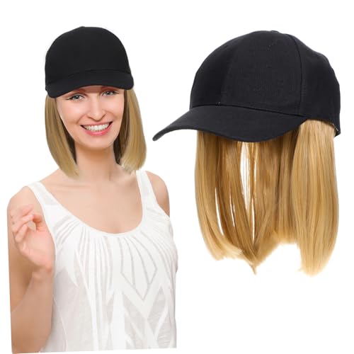 BAZEITFLOW Einteilige Damen Perücke Mütze mit Kurzen Geraden Haaren Baseball Cap Stil Hitzebeständiges Fasermaterial Modisch und Vielseitig für Alltag Arbeit Schule und Reisen Geeignet von BAZEITFLOW