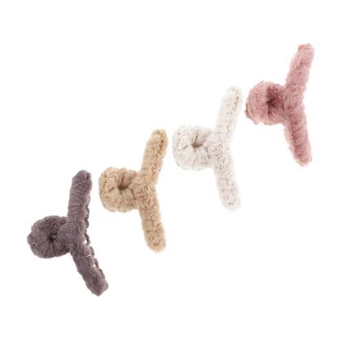 BAZEITFLOW 4stücke Plüschige Haarspangen Für Mädchen Flauschige Haarklammern Schicke Haarclips Aus Plüsch Haaraccessoires Mit Weicher Textur von BAZEITFLOW