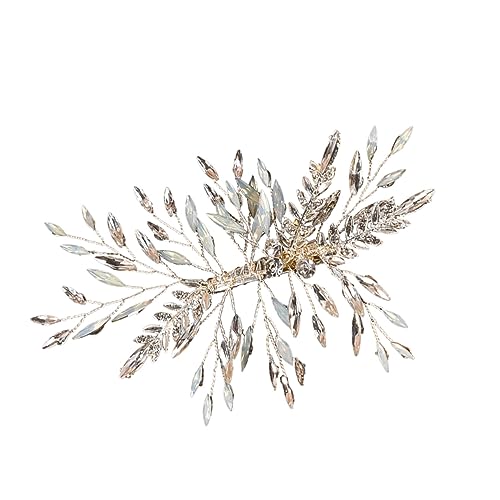 BAZEITFLOW Elegante Hochzeit Haarklammer mit Funkelnden Kristallblättern Silberne Braut Haarspange Festlicher Haarschmuck für Damen und Mädchen Sicherer Halt bei Besonderen Anlässen Wie von BAZEITFLOW