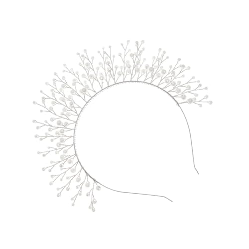 BAZEITFLOW Eleganter Braut Perlen Haarreif Silber Handgefertigt Schmuck für Hochzeit Festliche Anlässe Brautschmuck von BAZEITFLOW