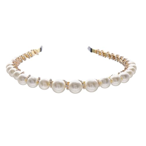 BAZEITFLOW Eleganter Retro Perlen Haarreif Damen Haarschmuck für Hochzeit Party Festliches Stirnband mit Glatter Oberfläche und Handgefertigten Details Farbkonservierung durch von BAZEITFLOW