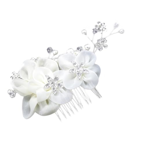 BAZEITFLOW Eleganter Weißer Haarkamm mit Glitzer und Strass Floraler Brautschmuck für Hochzeit und Party Leicht Einsetzbar Geeignet für Braut und Brautjungfern Stilvolle Haaraccessoires für von BAZEITFLOW