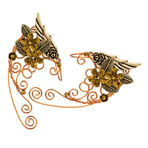 BAZEITFLOW Elfenohren Ohrmanschette Ohrclip Ohrschmuck für Damen und Mädchen Handgefertigt Metallischer Ohrclip Piercing Einzigartiges Design für Cosplay und Alltag von BAZEITFLOW