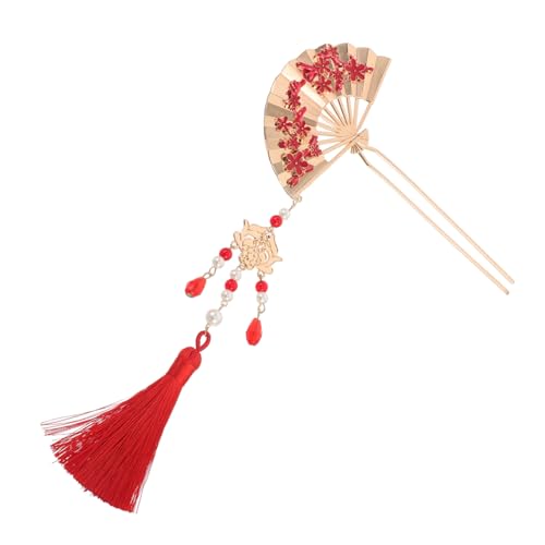 BAZEITFLOW Enamel Fan Hairpin mit Tassel Design Traditioneller Chinesischer Metall Haarstab Retro Stil für Damen Stabile Verarbeitung für Hochzeiten Partys und Kulturelle Anlässe von BAZEITFLOW