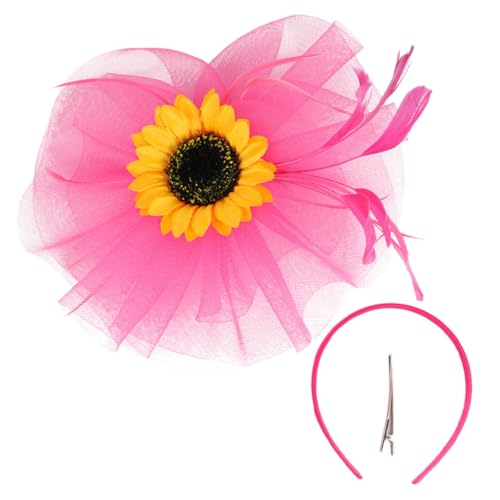 BAZEITFLOW Fascinator Haarreif mit Sonnenblume aus Mesh Garn Modisches Damenblumenhaarband für Tea Party Kostüm und Festliche Anlässe Eleganter Kopfschmuck in von BAZEITFLOW