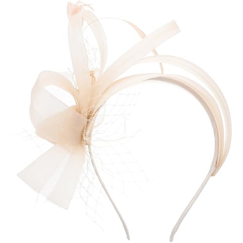BAZEITFLOW Fascinator Stirnband mit Federn Retro Kopfstück für Damen Karneval Mottoparty Pferderennen Tea Party Accessoire Champagnerfarben BAZEITFLOW Fascinator Stirnband mit Federn Retro Kopfstück für Damen Karneval Mottoparty Pferderennen Tea Party Accessoire Champagnerfarben von BAZEITFLOW