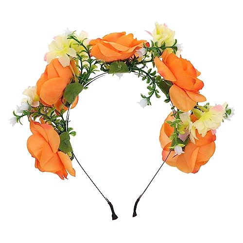 BAZEITFLOW Floral Haarreif mit Stoffrosen Langlebiger Haarschmuck für Damen Party und Weihnachtsdekoration Festlicher Blumenkranz für Karneval Cosplay und Masquerade von BAZEITFLOW