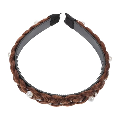BAZEITFLOW Geflochtenes Haarband Damen Synthetisch mit Perlen Eleganter Rutschfester Haarschmuck Modisches Stirnband für Alltag und Festliche Anlässe Komfortabel und Vielseitig Einsetzbar von BAZEITFLOW