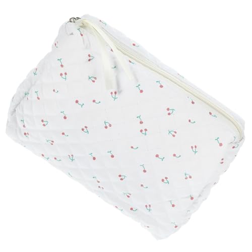 BAZEITFLOW Gesteppte Kosmetiktasche Groß mit Reißverschluss Reise Kulturtasche Damen mit Stilvollem Kirschmuster Robuste Makeup Aufbewahrungstasche für Kosmetik und Pflegeprodukte von BAZEITFLOW