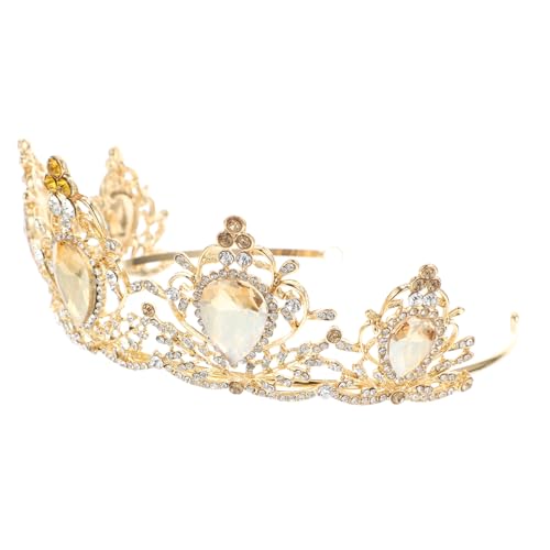 BAZEITFLOW Goldfarbene Barock Brautkrone Vintage Haarschmuck für Mädchen Leichtes Komfortables Design Stilvolle Hochzeit Tiara für Party Fotografie und Festliche Anlässe von BAZEITFLOW