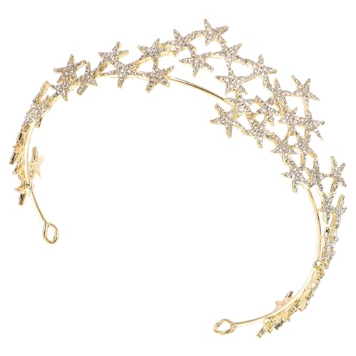 BAZEITFLOW Goldfarbene Tiara Krone mit Funkelnden Strasssteinen Weiche Hochzeit Haarschmuck für Braut Kommunion und Festliche Anlässe Leichtes Bequemes Design für Damen und Mädchen von BAZEITFLOW