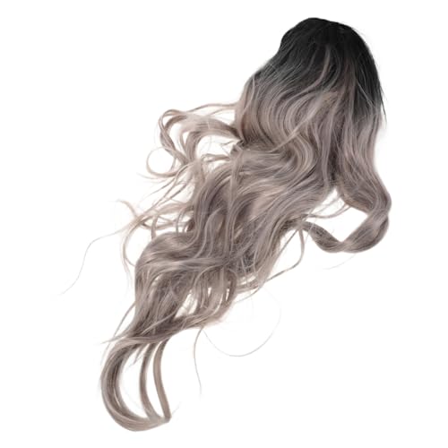BAZEITFLOW Gradient Long Wavy Wig für Damen Hitzebeständige Synthetische Locken Verstellbare Kappe mit Netz Pflegeleicht Natürlicher Look für Alltag Party Cosplay Halloween von BAZEITFLOW