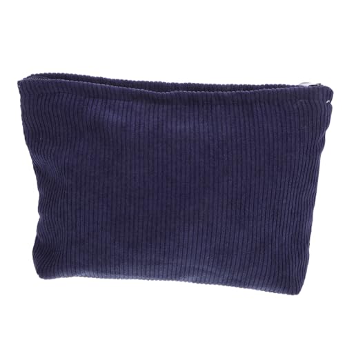 BAZEITFLOW Große Kosmetiktasche Damen Vintage Stil Reise Schminktasche mit Weichem Cordstoff Tragbar Make-up Organizer Kulturbeutel für Frauen und Mädchen in Modischem Blau von BAZEITFLOW