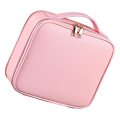 BAZEITFLOW Große Kosmetiktasche mit Verstellbaren Fächern Wasserdichtes PU Makeup Bag Reise Kosmetikkoffer Rosa Multifunktional Tragbar für Damen und Profis von BAZEITFLOW