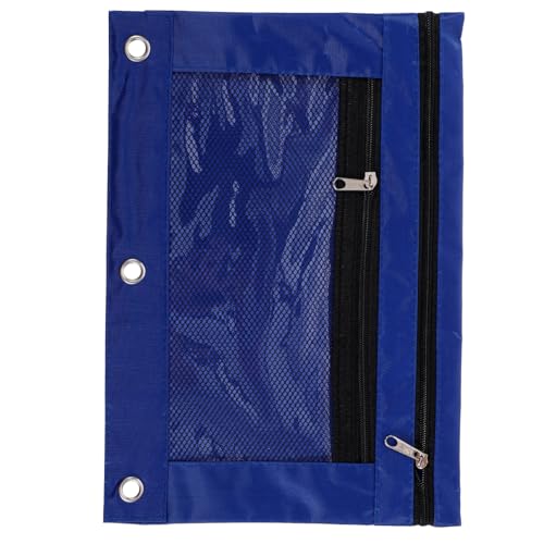 BAZEITFLOW Großes Federmäppchen mit Fächern und Durchsichtigem Meshfenster Binder Kompatibel Blauer Stiftebeutel für Schule Büro Vielseitige Stifteaufbewahrung Robust und Handfreundlich von BAZEITFLOW