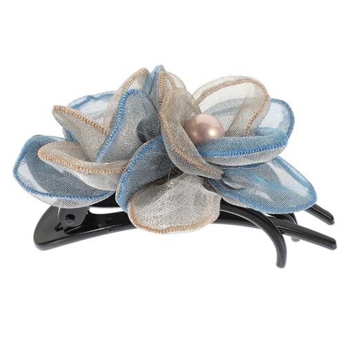 BAZEITFLOW Haarklammer mit Seidenblumen Rutschfester Enten Schnappclip für Dickes Haar Modischer Haarschmuck für Damen Vielseitiger Haarclip für Arbeit Party und Alltag von BAZEITFLOW