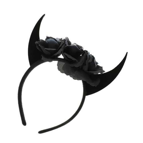 BAZEITFLOW Halloween Cosplay Stirnband mit Ox Horn Design Leichtes Horn Haarreif für Party Kostüm Bequemes und Praktisches Halloween Zubehör mit Schädel Dekor von BAZEITFLOW