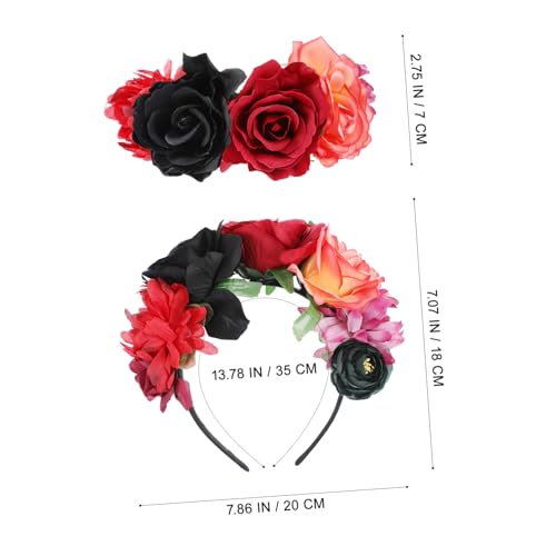 BAZEITFLOW Halloween Haarband Rosenblume Haarschmuck Robust Stilvoll für Halloween Party Cosplay Damen und Mädchen Kopfschmuck mit Realistischer Rosenoptik in Schwarz Rot Orange von BAZEITFLOW