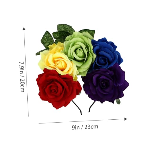BAZEITFLOW Halloween Haarschmuck Rosenblüte Haarkranz Damen Mädchen Simulierte Farbenfrohes Blumenkopfschmuck für Halloween Kostüme Festliches Haarband für Party und Cosplay von BAZEITFLOW