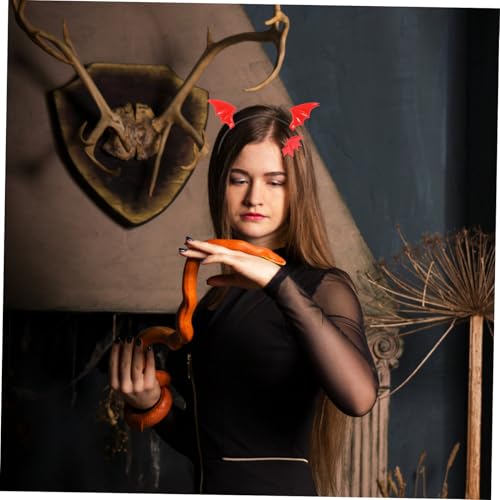 BAZEITFLOW Halloween Haarschmuck Teilig Fledermaus Stirnband mit Clips Rotes Fledermaus Design Party Kopfschmuck Cosplay Zubehör für Festival und Kostüm von BAZEITFLOW