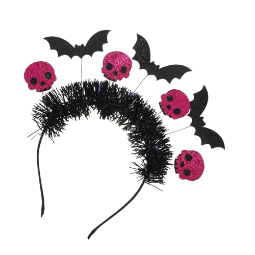 BAZEITFLOW Halloween Schädelkopf Haarreif mit Fledermaus Design Lustiges Cosplay Haarband für Erwachsene Bequemes Party Kostüm Zubehör für Halloween und Themenfeste von BAZEITFLOW
