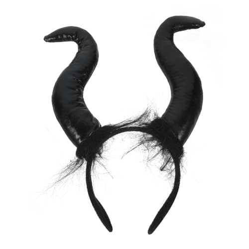 BAZEITFLOW Halloween Teufelshörner Stirnband Schwarze Ox Horn Haarschmuck Leichtes Kopfschmuck Party Haarreif für Kostüm Zubehör und Karneval von BAZEITFLOW