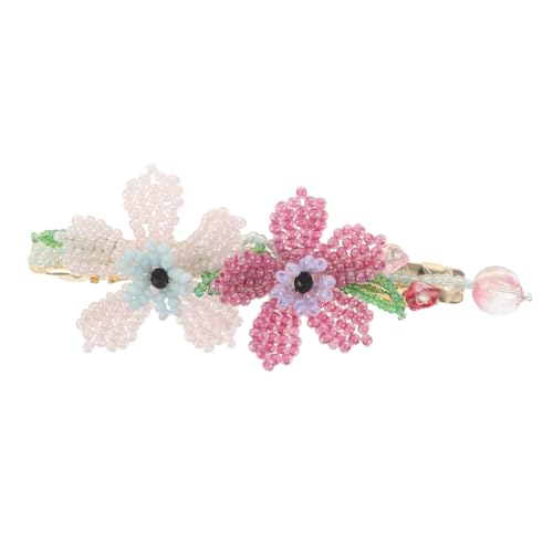 BAZEITFLOW Handgefertigte Kleine Blumen-haarklammer mit Glasperlen Federnder Haarschmuck Sicherer Sitz Leichter Federclip Verspieltes Design für Frauen Mädchen Frühling Hochzeit Alltag von BAZEITFLOW