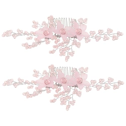 BAZEITFLOW Handgefertigter Braut Haarkamm mit Acryl Blumen Leichter Vintage Hochzeitsschmuck Funkelndes Strass Accessoire für Brautjungfern und Festliche Anlässe von BAZEITFLOW