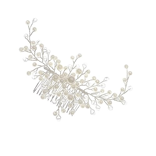 BAZEITFLOW Handgefertigter Haarkamm mit Perlen und Strass Eleganter Haarschmuck für Braut und Festliche Anlässe Langlebiger Legierungs Haarkamm Modisches Haaraccessoire für Damen von BAZEITFLOW