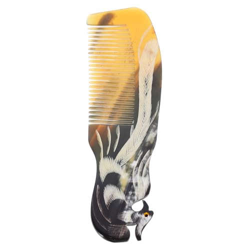 BAZEITFLOW Handgefertigter Natürlicher Horn Haarkamm mit Einseitiger Gravur Sanfte Kopfmassage Langlebig und Sicher Geeignet für Männer Frauen für Lockiges Haar bei Shampoo Zufällige Farbe von BAZEITFLOW