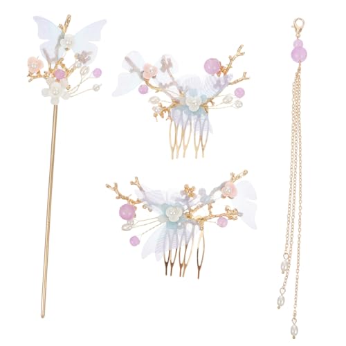 BAZEITFLOW Handgefertigtes Haarschmuck mit Blauem Schmetterlings Haarstab und Retro Haarspangen Feingliedrig Verarbeitet Geeignet für Hochzeit Party Festival und Tägliche Frisuren bei Damen von BAZEITFLOW