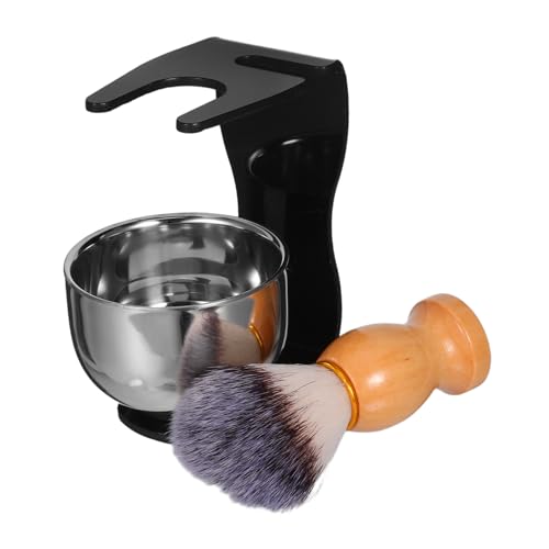 BAZEITFLOW Herren Bartpflege Shaving Brush Kit mit Edelstahl Ständer Rasierpinsel und Schale für Einfache Reinigung Langlebiges Material Praktisches Design Perfektes Rasurerlebnis von BAZEITFLOW