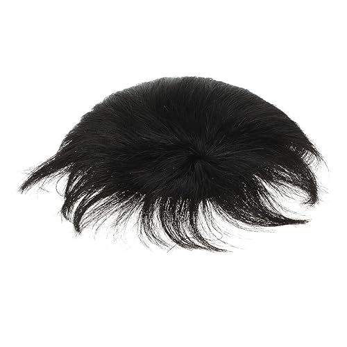 BAZEITFLOW Herren Echthaar Haarteil Natürliches Schwarzes Haarsystem Atmungsaktiv Glatt für Haarausfall Abdeckung Tägliche Verwendung Party Cosplay von BAZEITFLOW