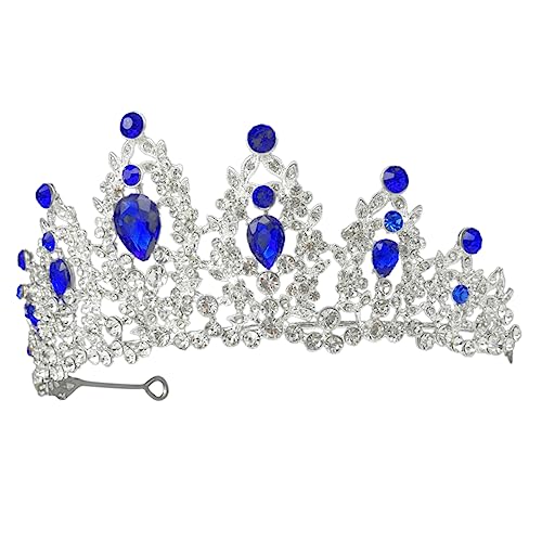 BAZEITFLOW Hochzeitskrone Damen Leichtes Braut Haarreif mit Funkelnden Strasssteinen Stilvolles Blaues Barock Design Kompakt und Bequem für Braut Mädchen Besondere Anlässe von BAZEITFLOW