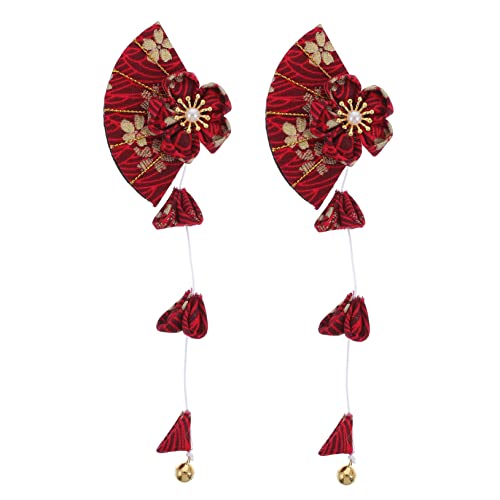BAZEITFLOW Japanische Haarnadel mit Quaste Langlebige Haarschmuck Spange aus Stoff und Zinklegierung Leichter Fächer Haarclip in Rot für Damen Geeignet für Hochzeit Festival und Alltag von BAZEITFLOW
