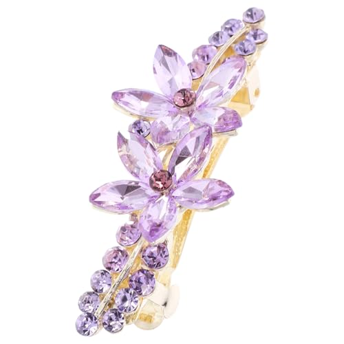 BAZEITFLOW Kleine Metall Haarspange mit Funkelnden Strassblumen Stabiler Frühlingsclip für Frauen und Mädchen Eleganter Haarschmuck für Hochzeit Party und Alltag Violett von BAZEITFLOW